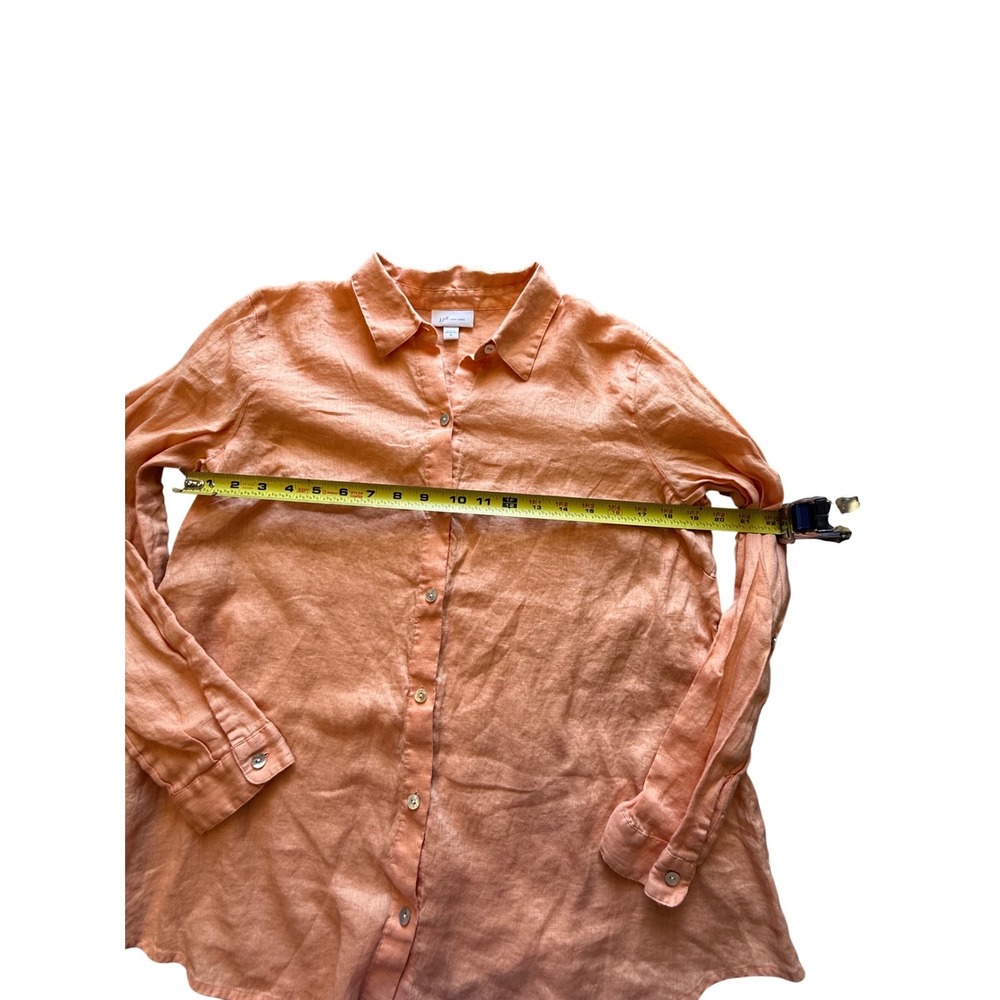 J. Jill Love Linen Apricot Orange 100% Linen Button Down Shirt Womens Medium - Picture 5 of 5
